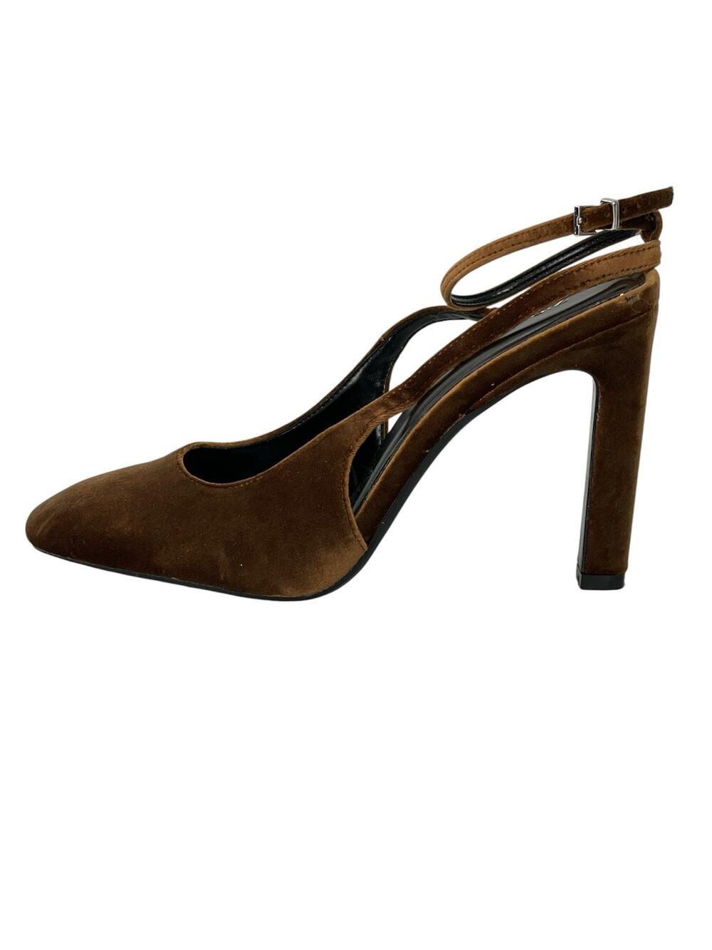Zara Women's Chocolate Brown Faux Suede Slingback Round Toe Pump Heels Size 10